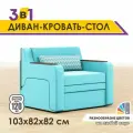 Диван раскладной GOSTIN Юнга мини(сидение 76)выкатной трансформер 3в1 для кухни, детский (темный стол)бирюзовый