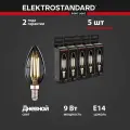 Лампа светодиодная филаментная Свеча E14 (CW35 прозрачный) Elektrostandard BLE1426, 9 Вт, 4200 K - комплект 5 шт.