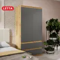 Шкаф для одежды Пакс LETTA, 2 в 1, ЛДСП, распашной, серый графит, дуб вотан