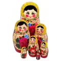 Матрешка  Хохломская роспись  Семеновская кукольная, 7 кукол красный/желтый