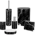 Набор аксессуаров для ванной комнаты черный мрамор Limon 6 предметов