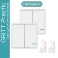 Проходной беспроводной выключатель GRITT Practic 2кл. белый комплект: 2 выкл. IP67, 2 реле 1000Вт, A182202W