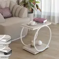 Журнальный столик Лорд на колесах, металлический каркас, кашемир/белый