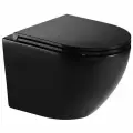 Подвесной унитаз WeltWasser MERZBACH 041 XL MT-BL (37х54х36), черный матовый, безободковый, микролифт, торнадо