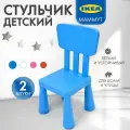 Стул детский ИКЕА Маммут, для дома и улицы, синий, 2 шт