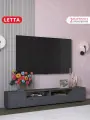 Тумба под телевизор Letta, ЛДСП, цвет серый графит, с полками, 180 см x 31 см x 25 см