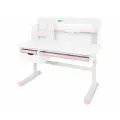 Детский стол ErgoKids Bravo Max Plus (белый - розовый), с надстройкой