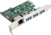 Контроллер сетевой ExeGate EXE-361 (PCI-E x1 v2.0, LAN UTP 1000Mbps + 3*USB3.0 ext, разъем доп. питания, Chipset VL805 + RTL8153B) EX283714RUS