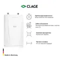 Проточный водонагреватель Clage CDX 7-U, электронный, 6,9кВт, вертикальный, белый, верхняя подводка, 380В