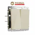 Проходной двухклавишный выключатель/переключатель Werkel W1122043 айвори акрил IP20