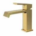 Смеситель для раковины Haiba HB10575-5 золотой, матовый, кран для ванной в раковину, из латуни, рычажный, с керамическим картриджем