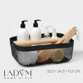 Корзинка универсальная LaDо m Половинки , прямоугольная, с ручкой, 32.5 24.5 11.5 см, чёрная