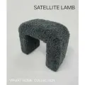 Пуфик, мех Барашек, черный, 40х25х40, Vipiart, Satellite lamb