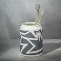 Стакан для зубных щеток в ванную керамический Buba&Kiki, цвет Белый/Серый