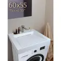 Раковина для установки над стиральной машиной 60x55 Техно-55, цвет белый, щелевой слив, литьевой мрамор