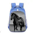 Большая детская школьная сумка с изображением животных, лошадей для подростков, классная школьная сумка с изображением Пони для мальчиков и девочек, модная мужская дорожная сумка, 16 дюйм(ов), Темно-синий, Унисекс