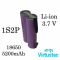 Аккумуляторная сборка 1s2p, 18650 3,7 Вольт, 1шт.