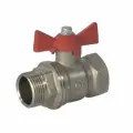Кран шаровой латунь никель 11Б27фт1М Ду 25 Ру40 ВР/НР полнопроходной бабочка красная VALFEX VF.218. NB1.100