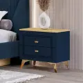 Тумбочка прикроватная Кураж Вега Сапфир, 55,6х55,8х40 см с ящиками, синяя