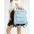 Рюкзак городской PouchMan, женский, натуральная кожа, 13 л, 32х36х12 см, голубой