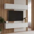 Тумба для ТВ подвесная DIWO Краснодар 160x27x30 см, корпус белый, фасад мдф белый, золото