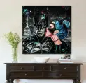 Картина Бэтмен и Женщина-кошка, 40x40см, поп-арт, на подрамнике