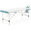 Массажный складной стол Med-Mos JFAL01A трехсекционный, белый/бирюзовый