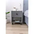 Тумба прикроватная Alubalu, с ящиком, графит, ЛДСП, регулируемые ножки