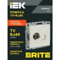 Розетка двойная TV+RJ45 телевизионная и компьютерная кат.5E РТВ/РК12-БрЖ жемчуг IEK серия BRITE