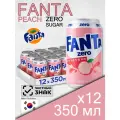 Fanta Peach Zero Sugar, 0.35 л, 12 шт, классическая банка (газированный напиток Фанта Персик, без сахара, Южная Корея)