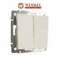 Проходной двухклавишный выключатель/переключатель W1122062 Werkel айвори матовый IP20