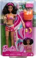 Кукла Mattel Barbie - Кукла брюнетка с доской для серфинга и собакой - Барби HPL69