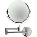 Зеркало настенное Brabix 604952, диаметр 17 см, двухстороннее, с увеличением, нержавеющая сталь, выдвижное (петли), 604952