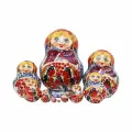 Матрешка Снегири, фигурная, красно-синяя, 10 мест, 16 см. (28159)