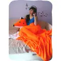 Подушка-обнимашка Лиса, 85x53 см, оранжевый плед 175x140 см, ручная работа