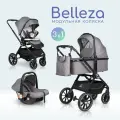 Коляска 3 в 1 для новорожденных Farfello Belleza, серый