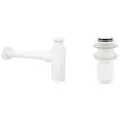 Сифон для раковины Wellsee Drainage System 182108002 в наборе 2 в 1: металлический сифон и донный клапан с переливом в цвете матовый белый