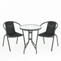 Комплект садовой мебели столи 2 стула черный, набор садовой уличной мебели, для сада и дачи со столом столиком, металлический, пластиковый