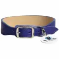 Ошейник Mr. Kranch для собак из натуральной кожи с QR-адресником, 38-45см, синий