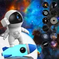 Галактический проектор -ночник Космонавт на ракете, белый цвет