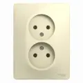 Бежевая Розетка 2-я б/з (в сборе с рамкой) Glossa Schneider Electric (комплект 3шт)