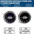 Дефлекторы воздуховода AMG (2 шт.) для Гранта ФЛ, Гранта, Калина 2, Ларгус, черные, с регулировкой, синяя подсветка