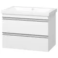 Тумба с раковиной Misty Ингрид 75 с 2 ящика, подвесная, белая