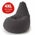 Кресло мешок Bean Joy, пуфик мешок, бескаркасное кресло, размер 4XL, мебельный велюр, антрацит