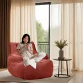 Удобное современное кресло Ambient Lounge - Tranquility Armchair - Wildberry Deluxe (шенилл, красный) - бескаркасная дизайнерская мебель для отдыха дома