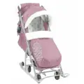 Санки-коляска Nika Ника детям 7-5К Пыльно-розовый с шишкой (серый каркас)
