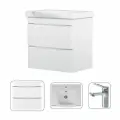 Тумба с раковиной в ванную AM.PM Like M80-FHX0652-F85A02100 со смесителем X-Joy хром, подвесная 65 см, белая, мягкое закрывание soft close,