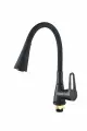 Кухонный смеситель с гибким черным изливом на гайке, хром