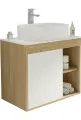 Тумба с раковиной Teymi Nura 70 дуб эврика, матовая белая, раковина Solli 51
