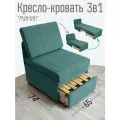 Кресло-кровать Миник 3в1, спальное место 65х187 см, с ящиком, выкатной механизм трансформации, велюр Dream Mint